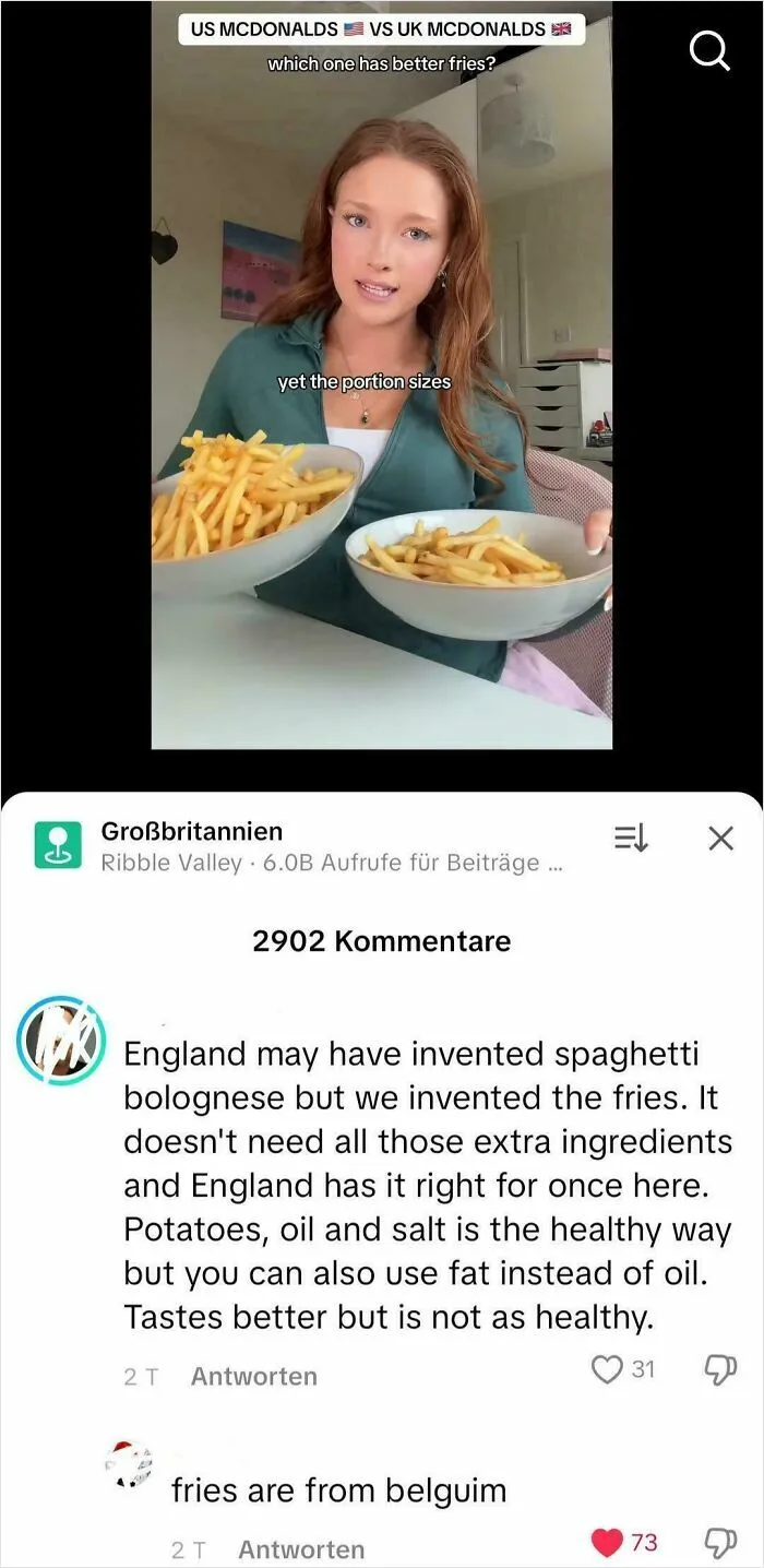 "We Invented The Fries" On A TikTok Between McDonald's Fries In The US vs. In England