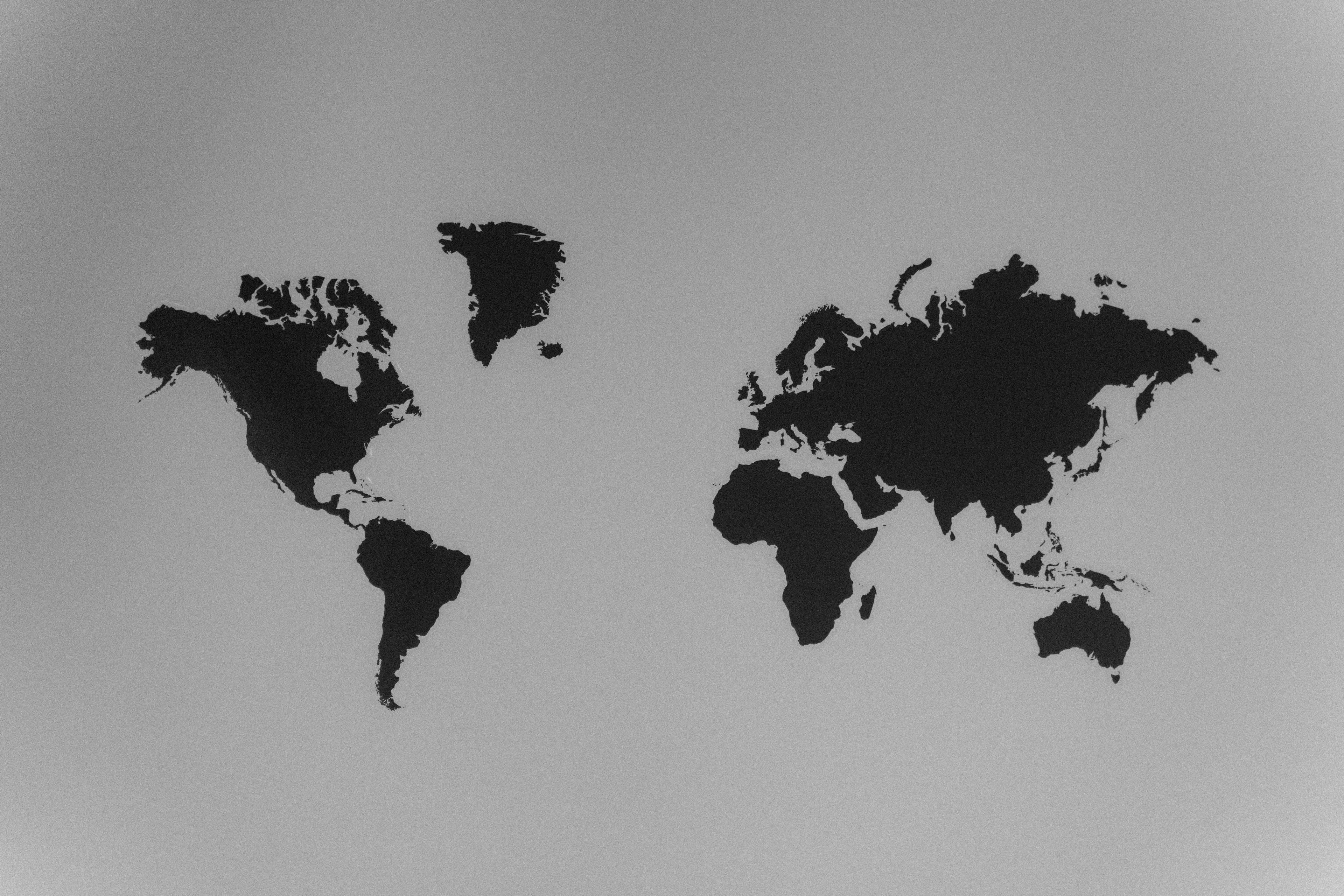 A grayscale world map showing continents. General Knowledge Quiz: In which continent is Egypt located?