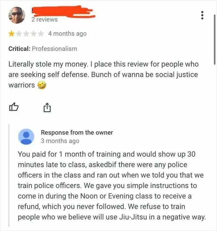 Tried To Pretend He Got Scammed In A Martial Arts School