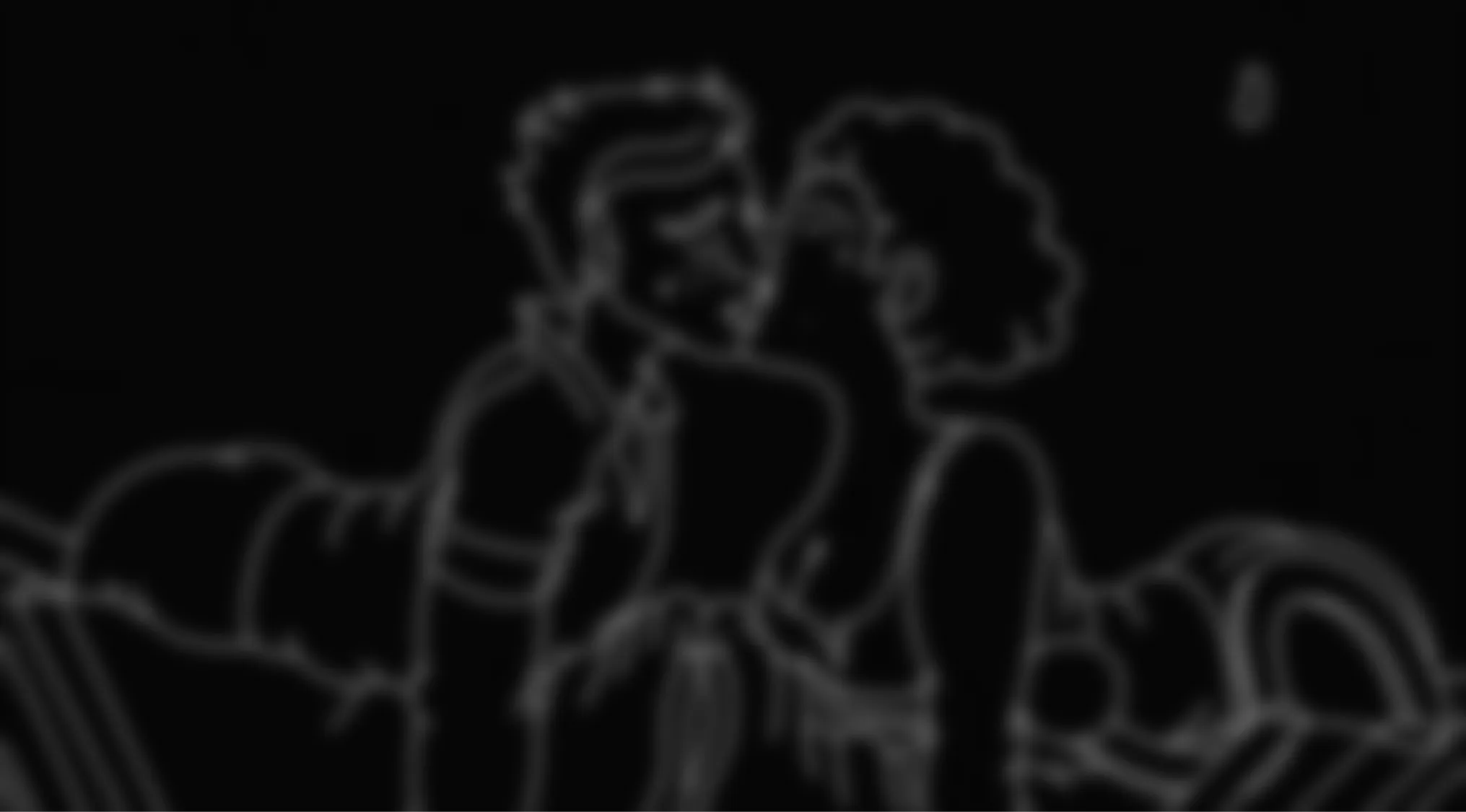 A blurry image of two cartoon figures kissing. Can you name the music video from this blurry music video quiz?