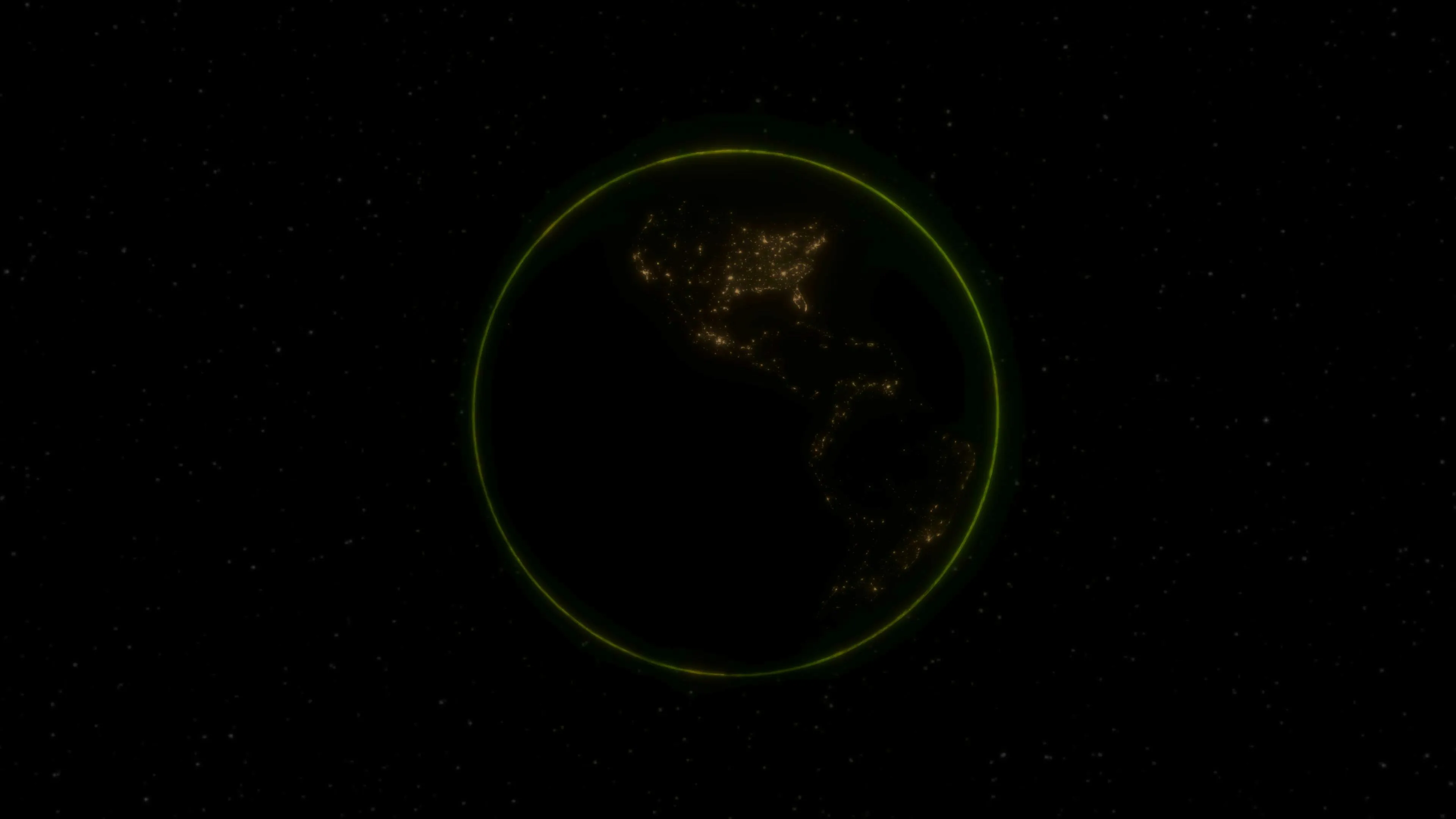 Nighttime Earth from space, with city lights glowing across North and South America, surrounded by a neon green circle. Science General Knowledge Quiz: magnetic field layer.