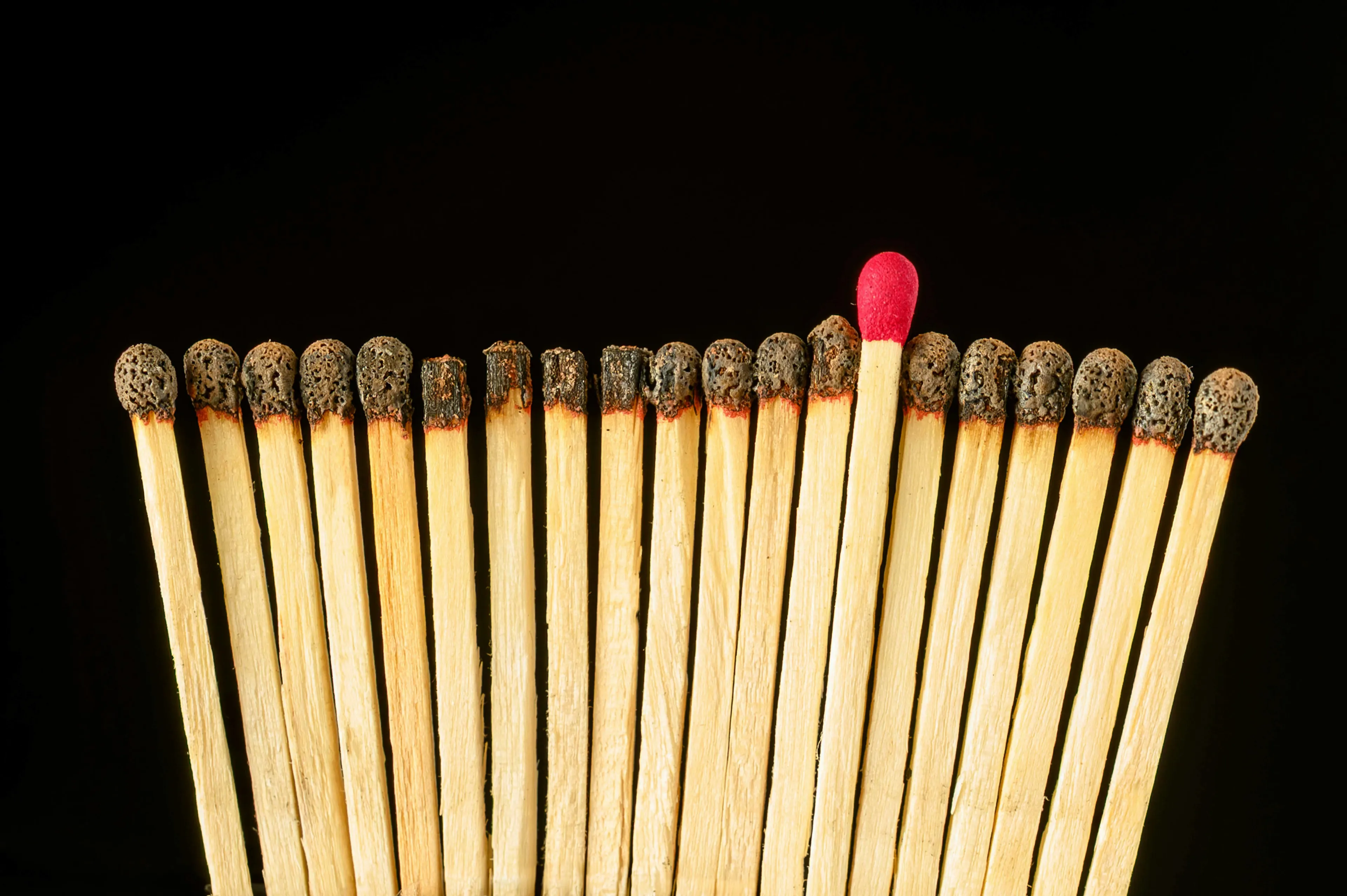 A line of burnt matches with one new, red-tipped match standing out. Spot the odd one out in this Science General Knowledge Quiz.