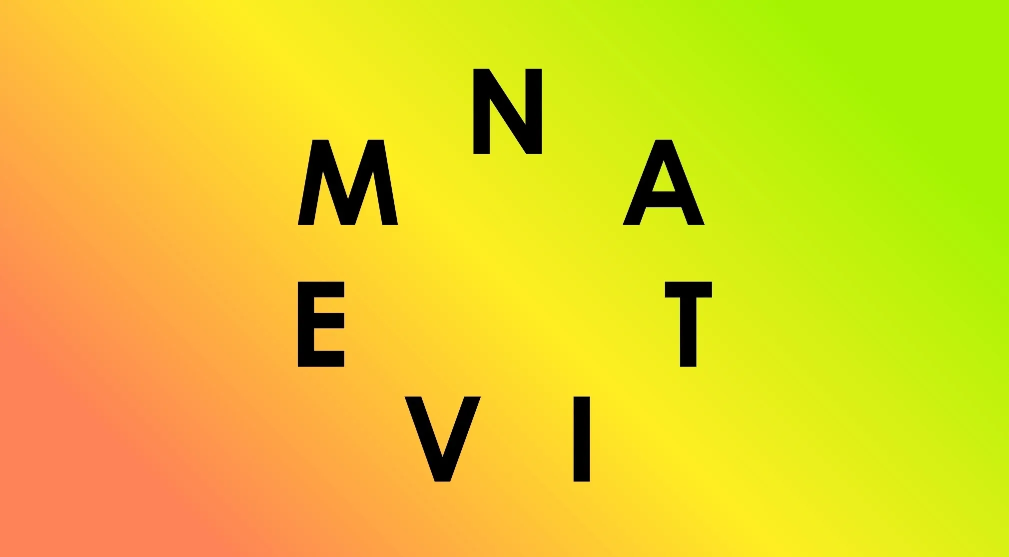 Letters NMEVTIA arranged in a circle on a yellow-green gradient background. Decode this country name puzzle.