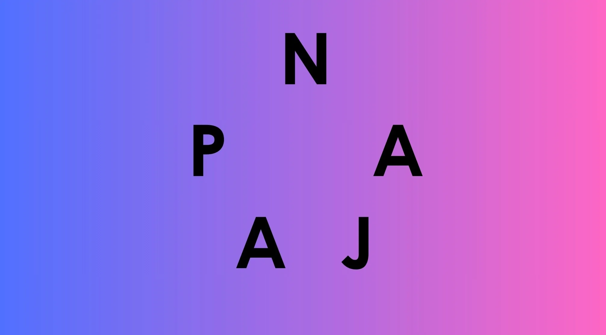 Unscramble the country name: black letters NPAJA on a blue-to-pink gradient background. Guess the country.