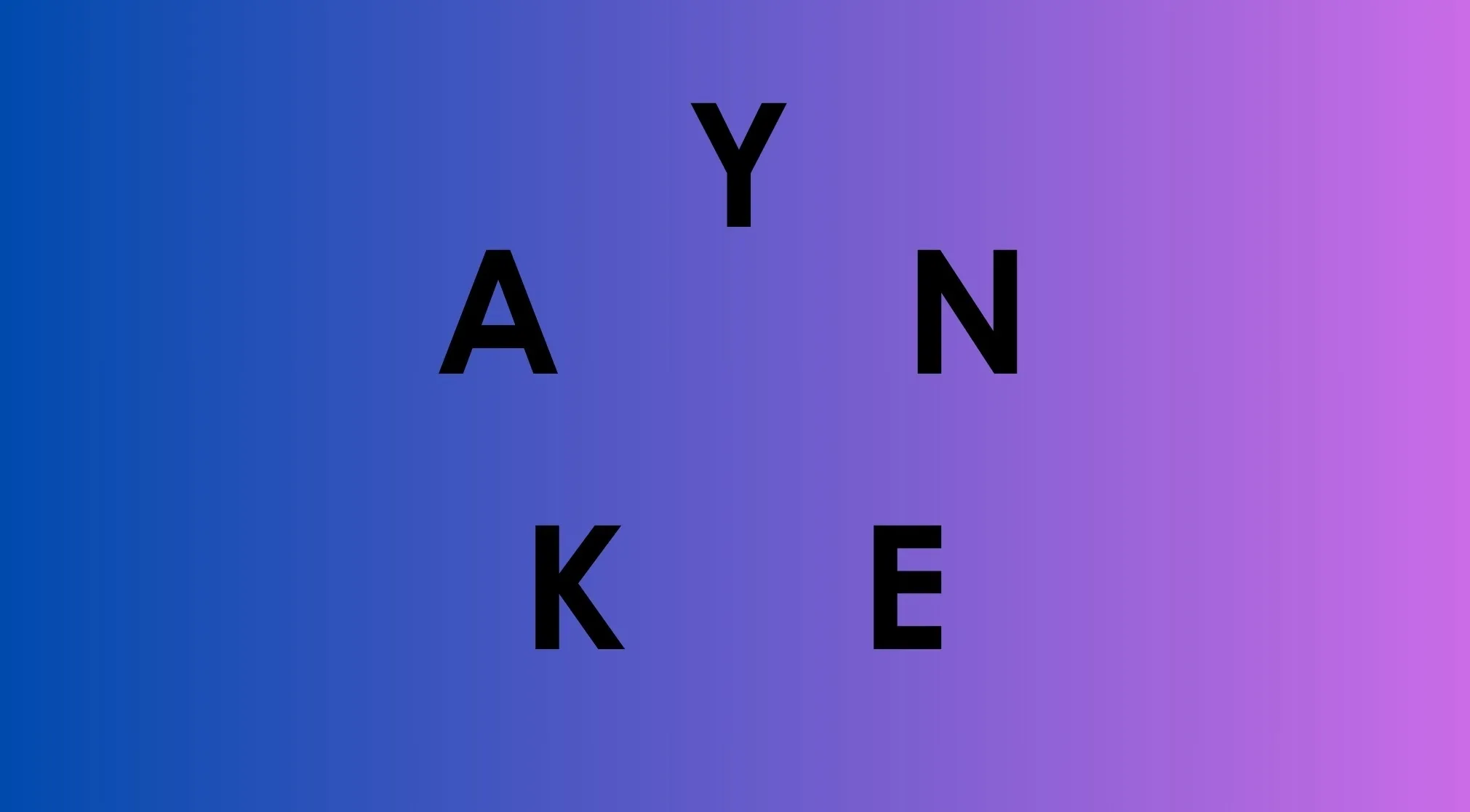 Unscramble the country name: "YAKEN" letters (Y, A, K, E, N) on a blue to purple gradient background.