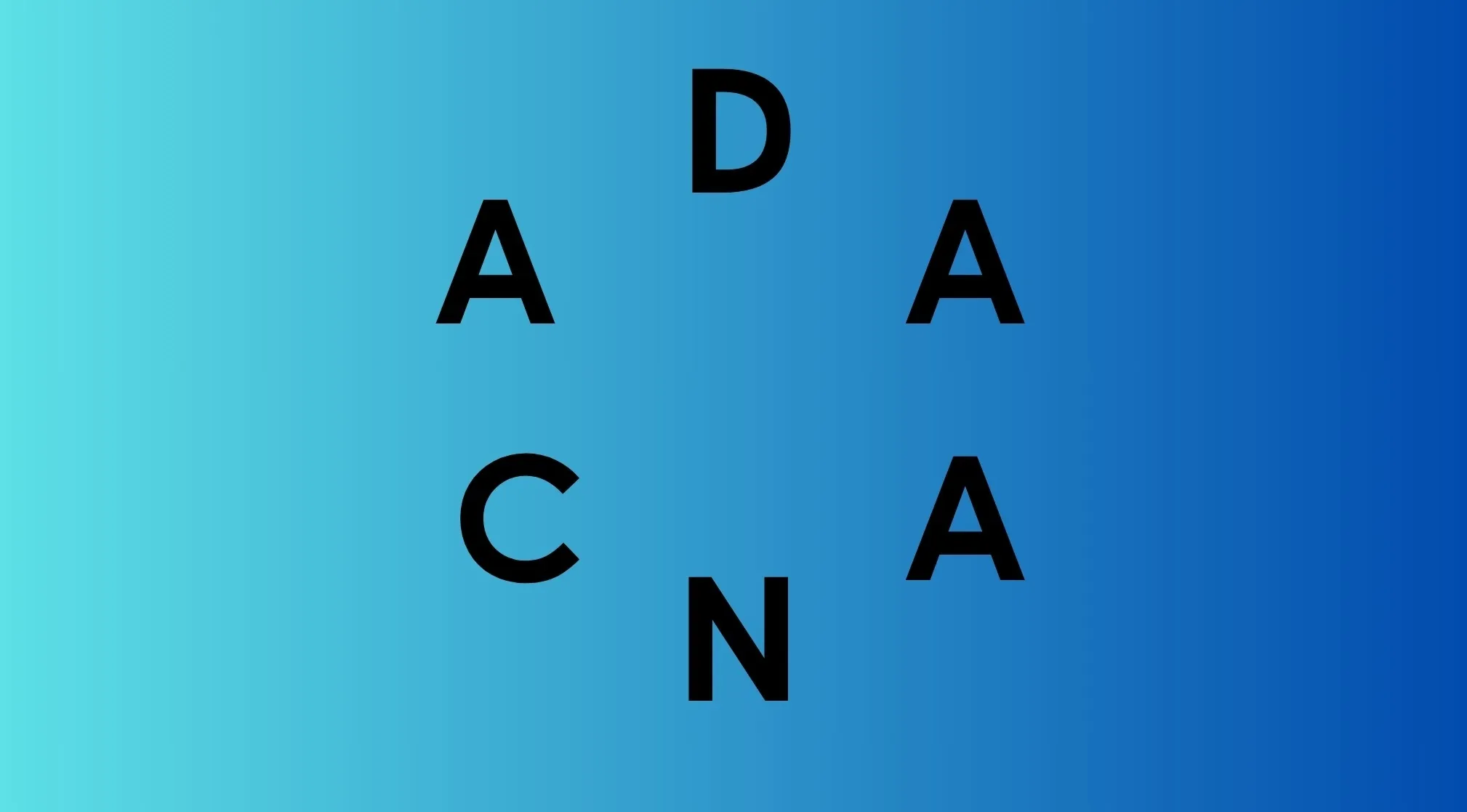 Scrambled letters D, A, C, N, A, A on a blue gradient background. Challenge to unscramble the country name.
