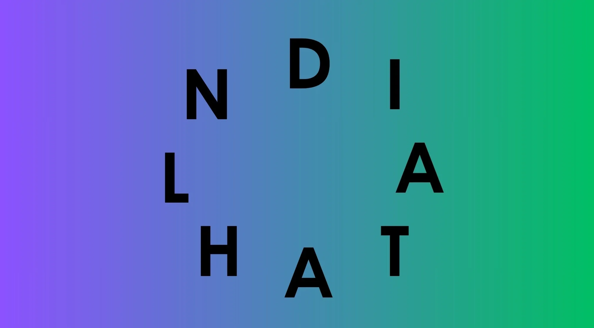 Letters DNLHATIA scrambled on a purple to green gradient, prompting users to unscramble the country name.