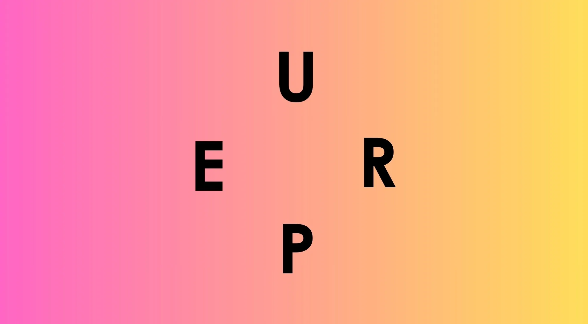 Unscramble the country name: UEPR, on a pink-to-yellow gradient background. A fun guess the country game.