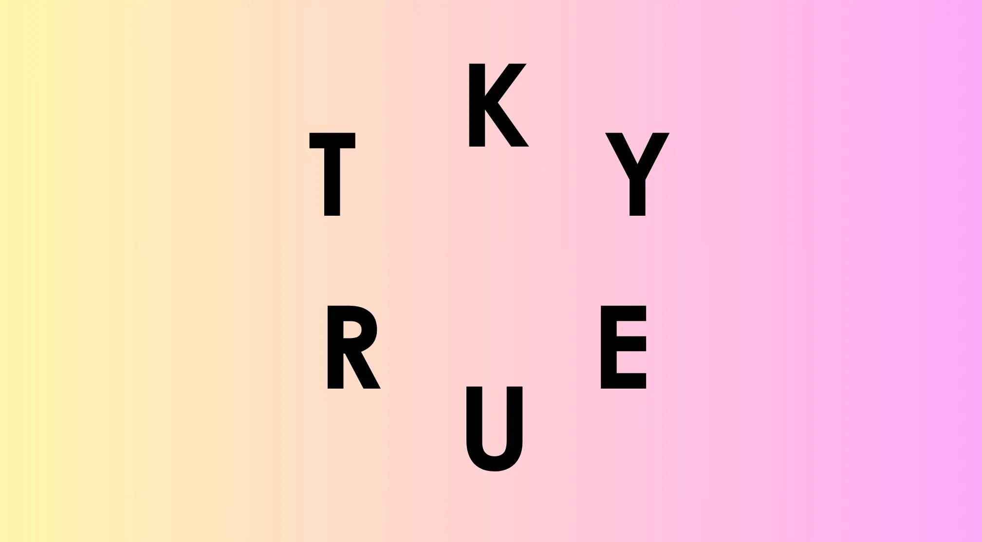 Scrambled letters KTRYEU on a pink and yellow gradient background, forming the country name TURKEY.