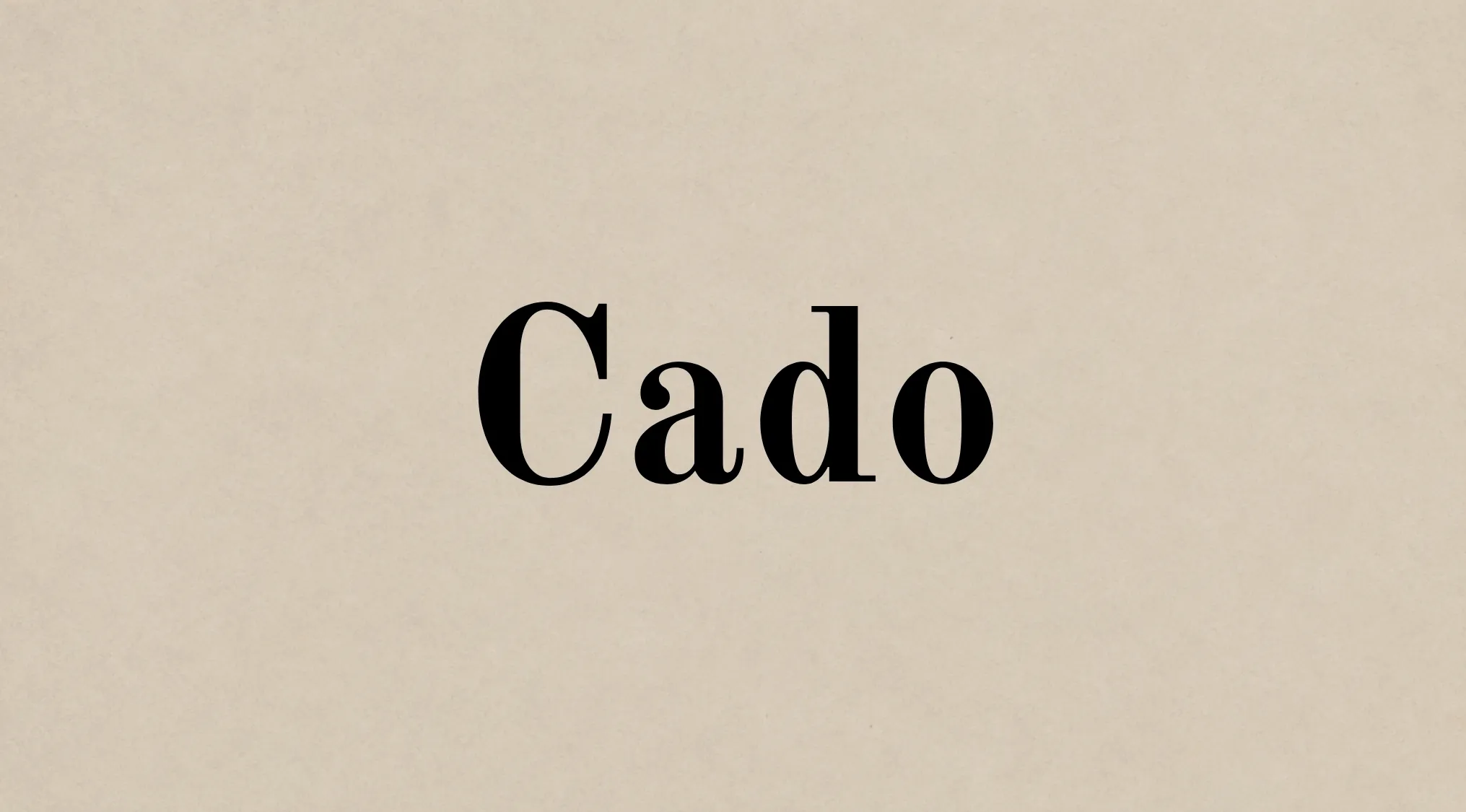 Black Latin word Cado on a beige background, for Latin Grammar. Harvard in the 1800s.