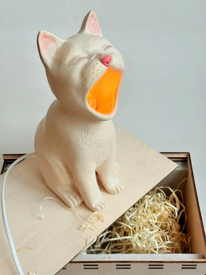Just Finished This Ceramic Cat Lamp — How Does He Look?