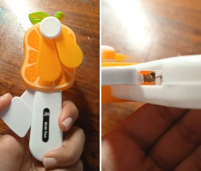 This Cheap Handheld Carnival Fan. I Saw A Spring Inside So I Think How This Works Might Have Something To Do With That But Honestly, I'm At A Loss. Anyone Have Any Ideas?
