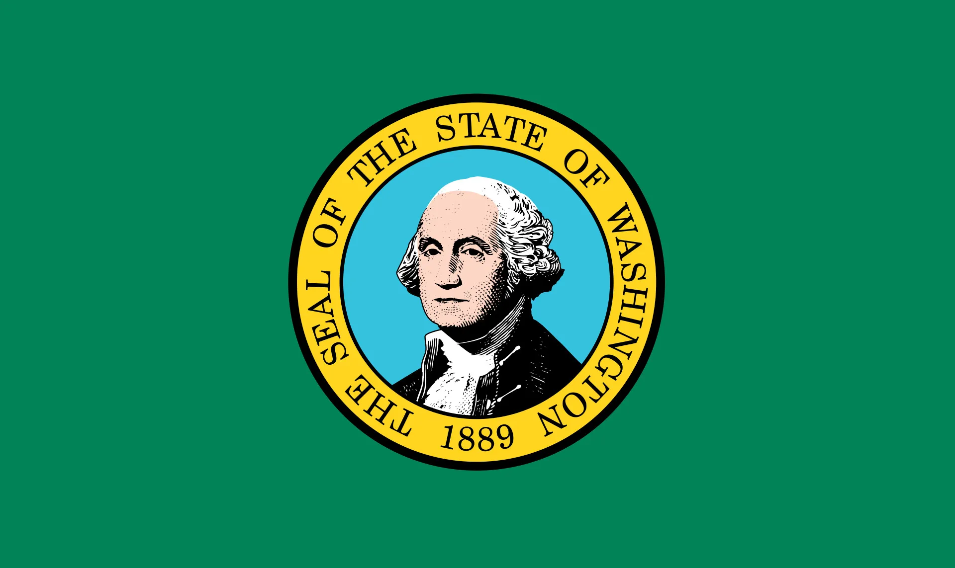 Flag of Washington State with its seal, perfect for a US State Capitals Quiz. Choose Washington's state capital.