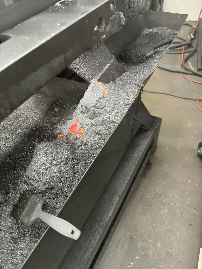 Magnesium Shavings On Fire From Welding Sparks