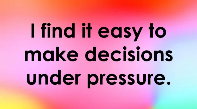 Black text over a vibrant gradient background: I find it easy to make decisions under pressure. Rate your medieval profession!