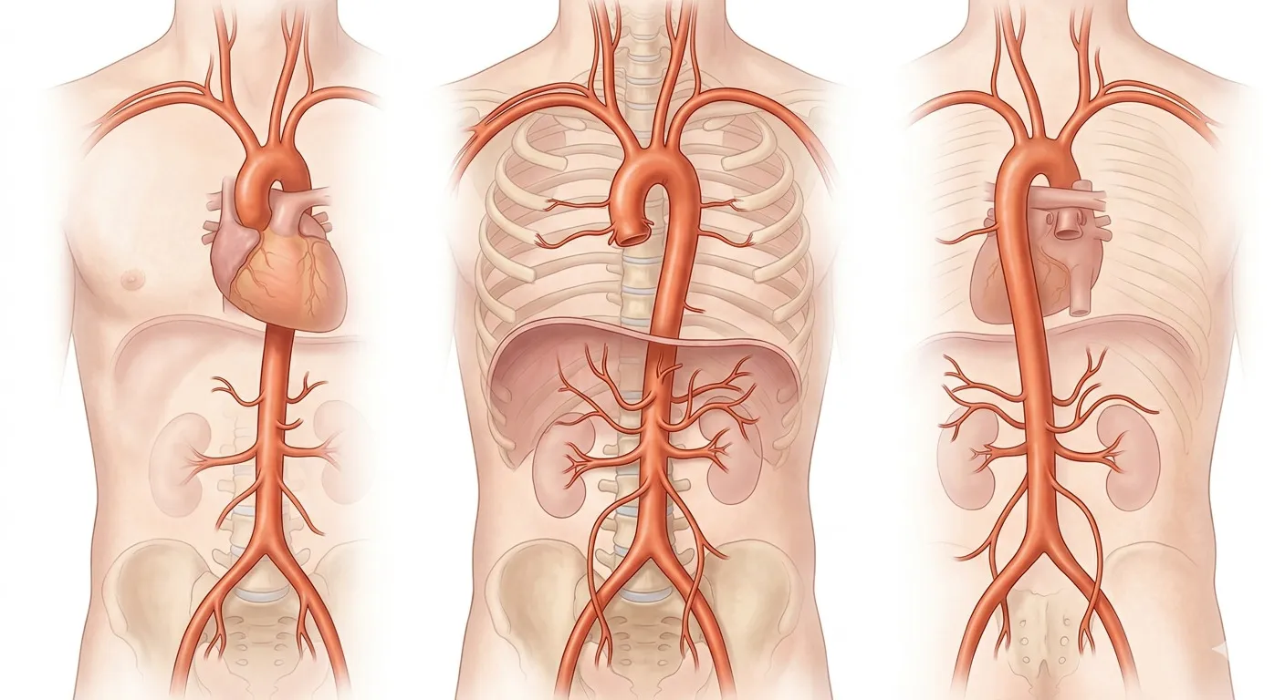 Three anatomical views of the human arterial system, showing the artery from the heart. General Knowledge Quiz.