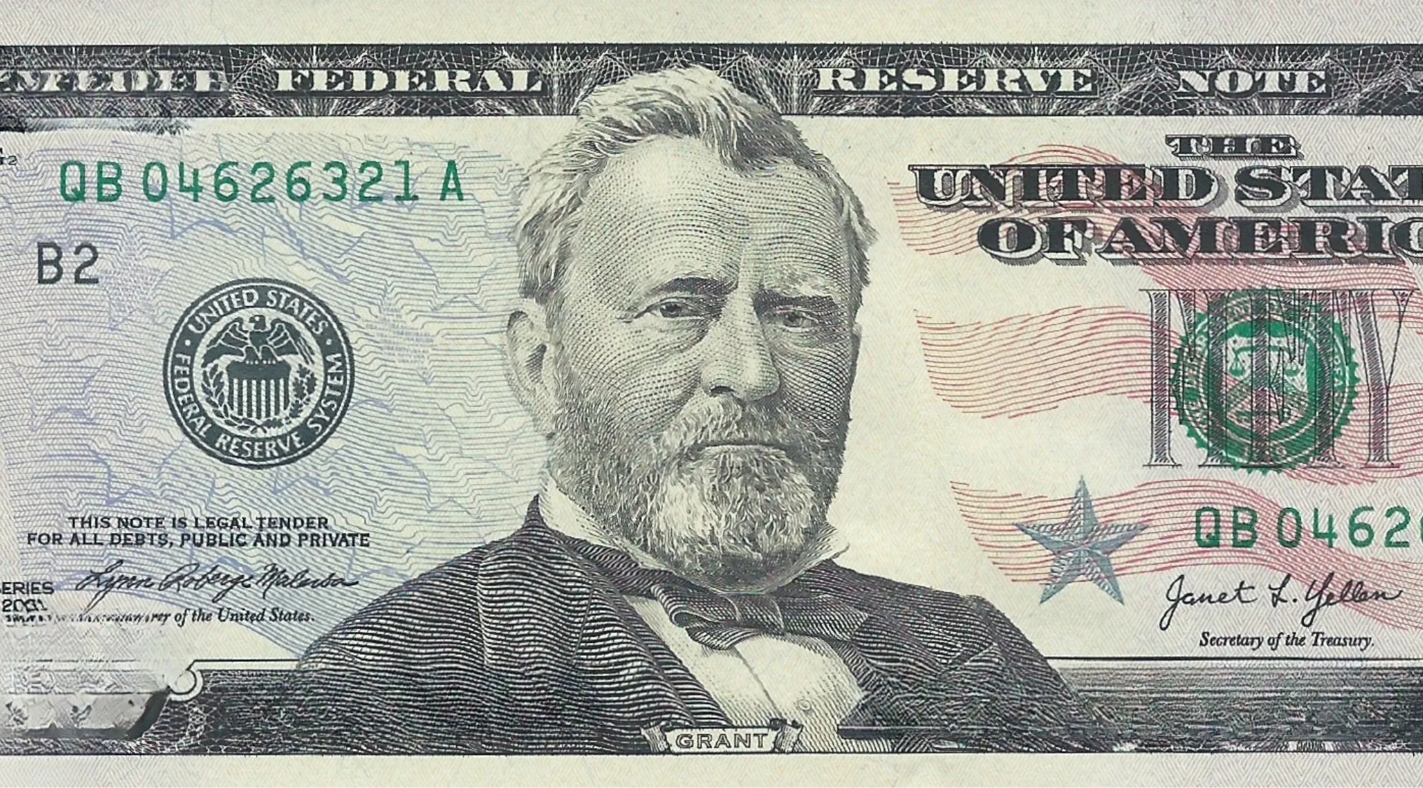 Close-up of a United States fifty-dollar bill featuring Ulysses S. Grant. What is the value of this bill?