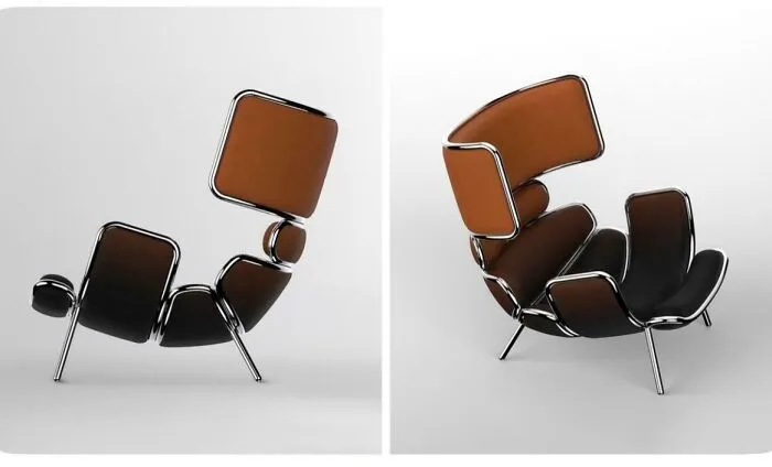Minimalism modern ergonomic chair design with segmented padded sections
