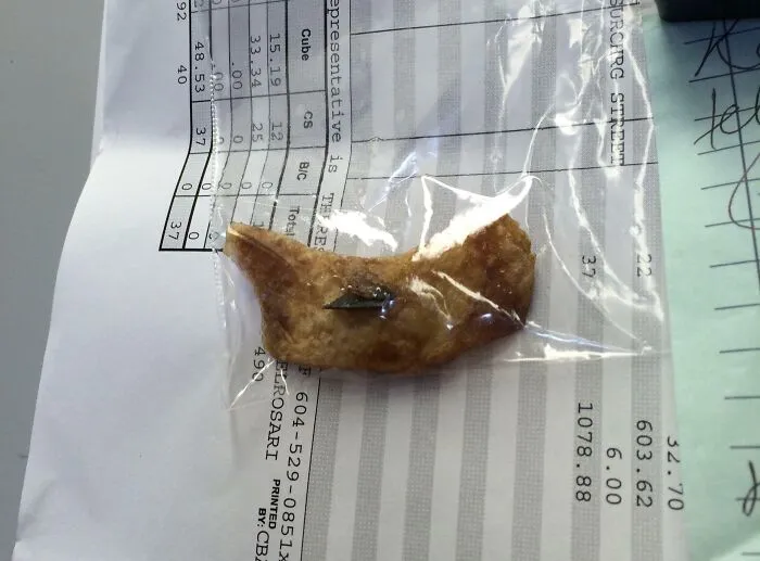 The Blade In Our Potato Chipper Broke Off And Got Lodged In A Fry