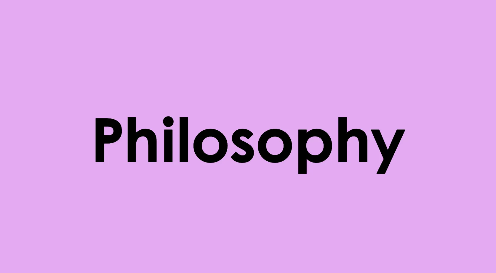 The word "Philosophy" in black bold text on a light purple background. General knowledge and word etymology quiz.