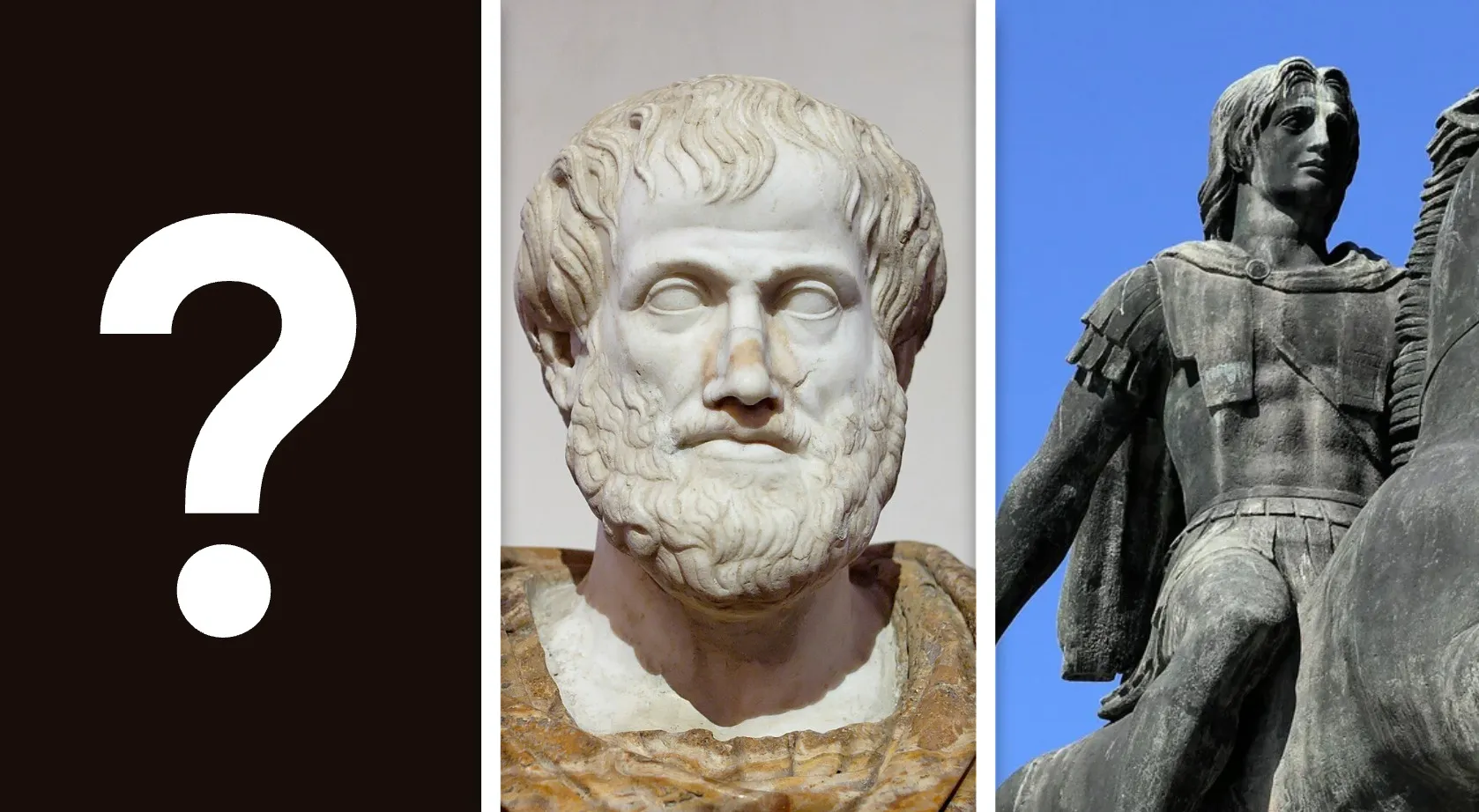 A question mark, Aristotle's bust, and Alexander the Great's statue. Test your General Knowledge with this quiz.