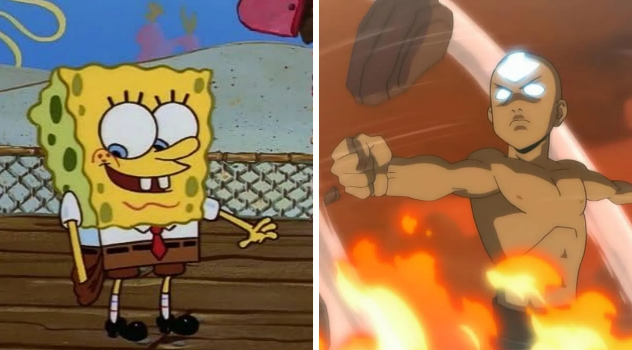 General Knowledge A-Z, N: Spongebob Squarepants and Aang from Avatar: The Last Airbender side-by-side, animated TV classics.