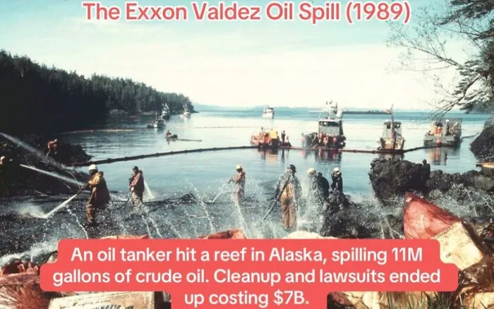Exxon Valdez oil spill in Alaska leaked 11M gallons of crude oil, huge environmental disaster