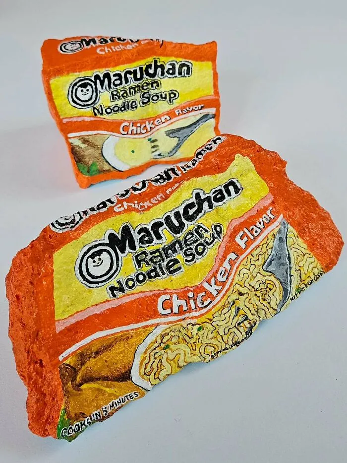 40 Colorful Stone Creations By This Artist That Turn Rocks Into Iconic Foods And Famous Products