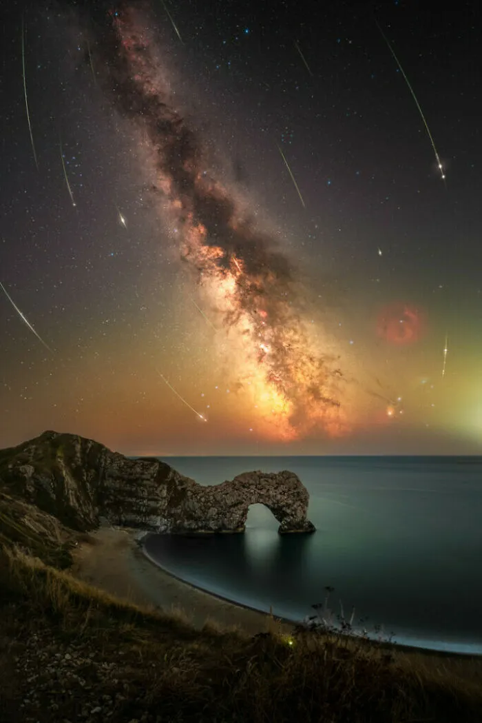“Perseid Meteors Over Durdle Door” By Josh Dury