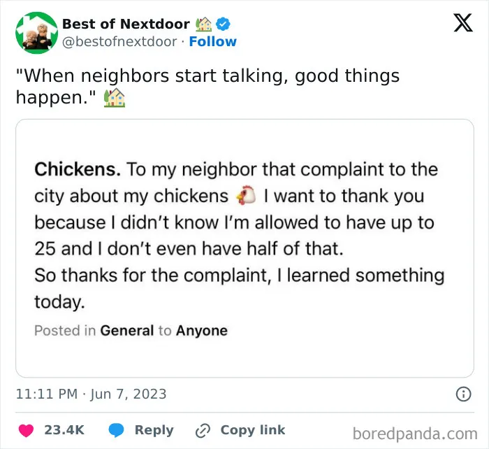 87 Unhinged And Entertaining Neighbor Antics Shared By This X Page (New Pics)