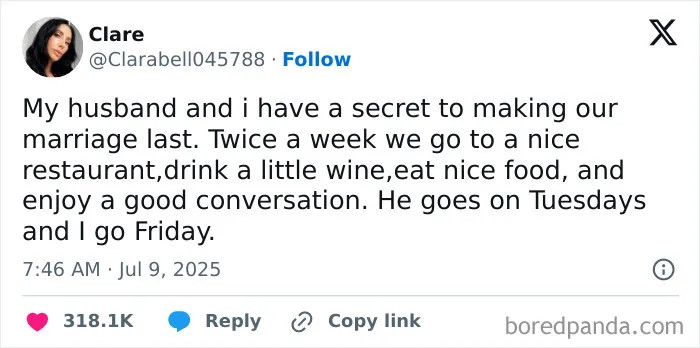 Couple shares secret to marriage: dining alone twice a week for quality time
