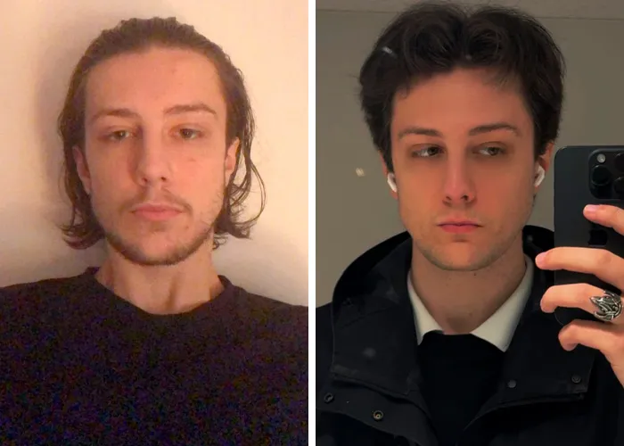 2020 vs 2026 transformation male style change indoor selfies