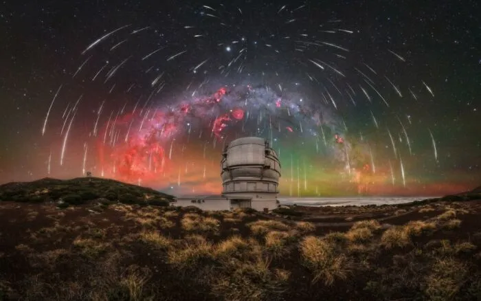 “Geminid Symphony Over La Palma’s Guardian Of The Sky” By Uroš Fink