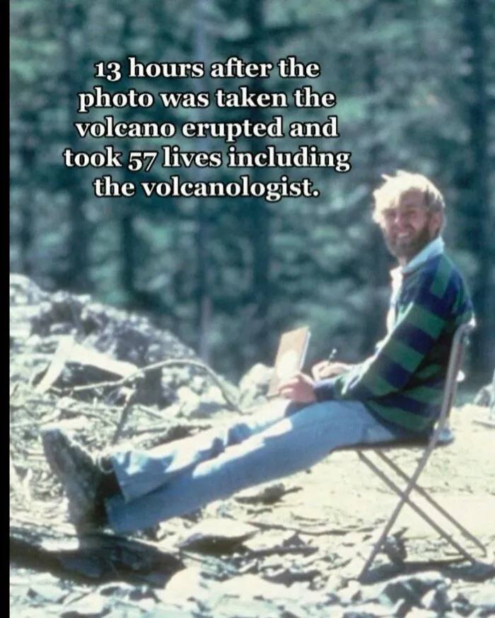 Volcanologist sitting before eruption that killed 57 people including him