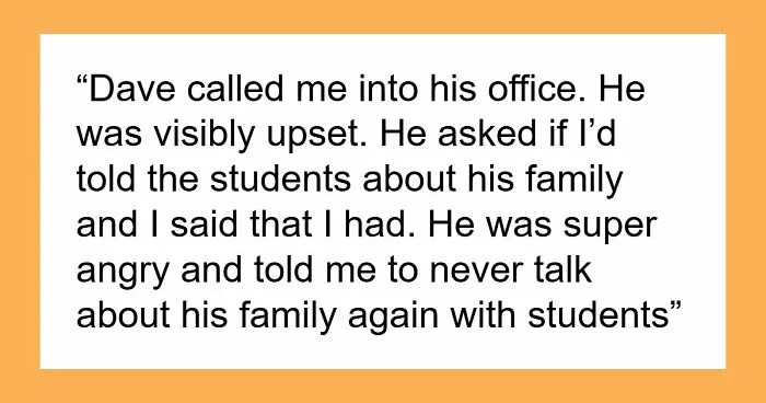 English Teacher Tells Students Her Coworker Has A Wife And Child, Learns Why He Kept It A Secret