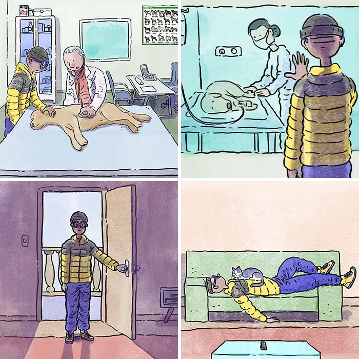 7 Emotivos cómics sobre la vida con un perro y un gato, por Ademar Vieira