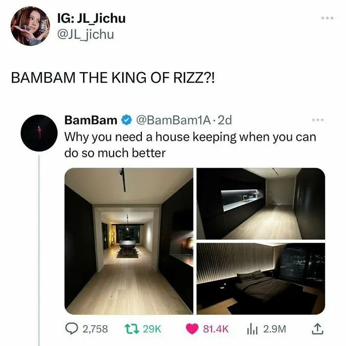 BamBam showing luxury apartment in K-Pop house tweet