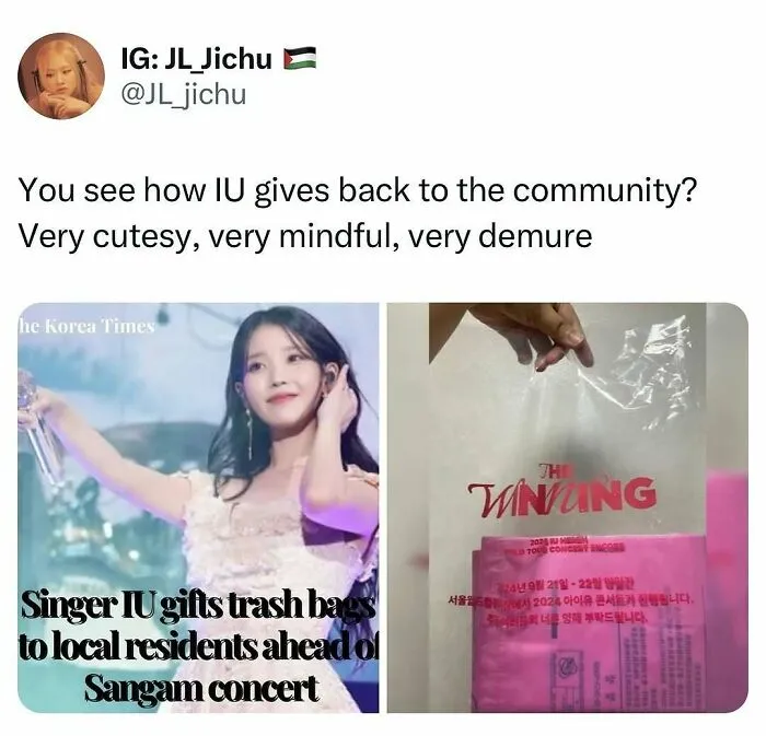 IU giving back to community with gifts featured in K-Pop meme
