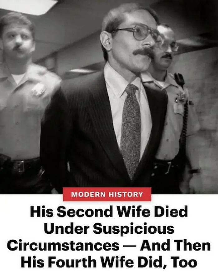 Modern history suspect escorted by police after suspicious deaths of second and fourth wives
