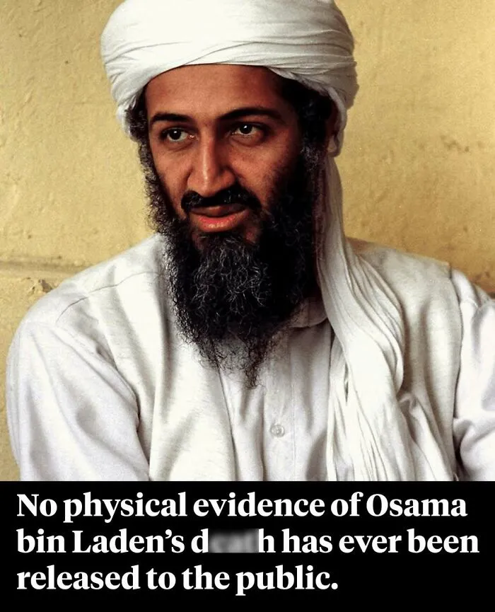 Osama bin Laden portrait with no public physical evidence of his death