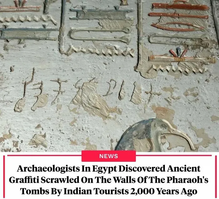 Ancient graffiti found on Egyptian Pharaoh tomb walls by Indian tourists