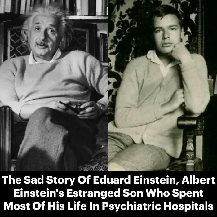 Albert Einstein and his son Eduard in historical photos highlighting Eduard's tragic life