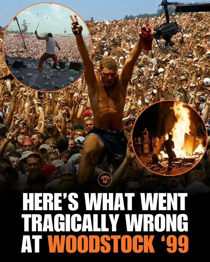 Large crowd at Woodstock 99 concert showing tragic events
