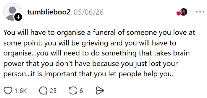Adult problems about organizing funerals and grieving for loved ones