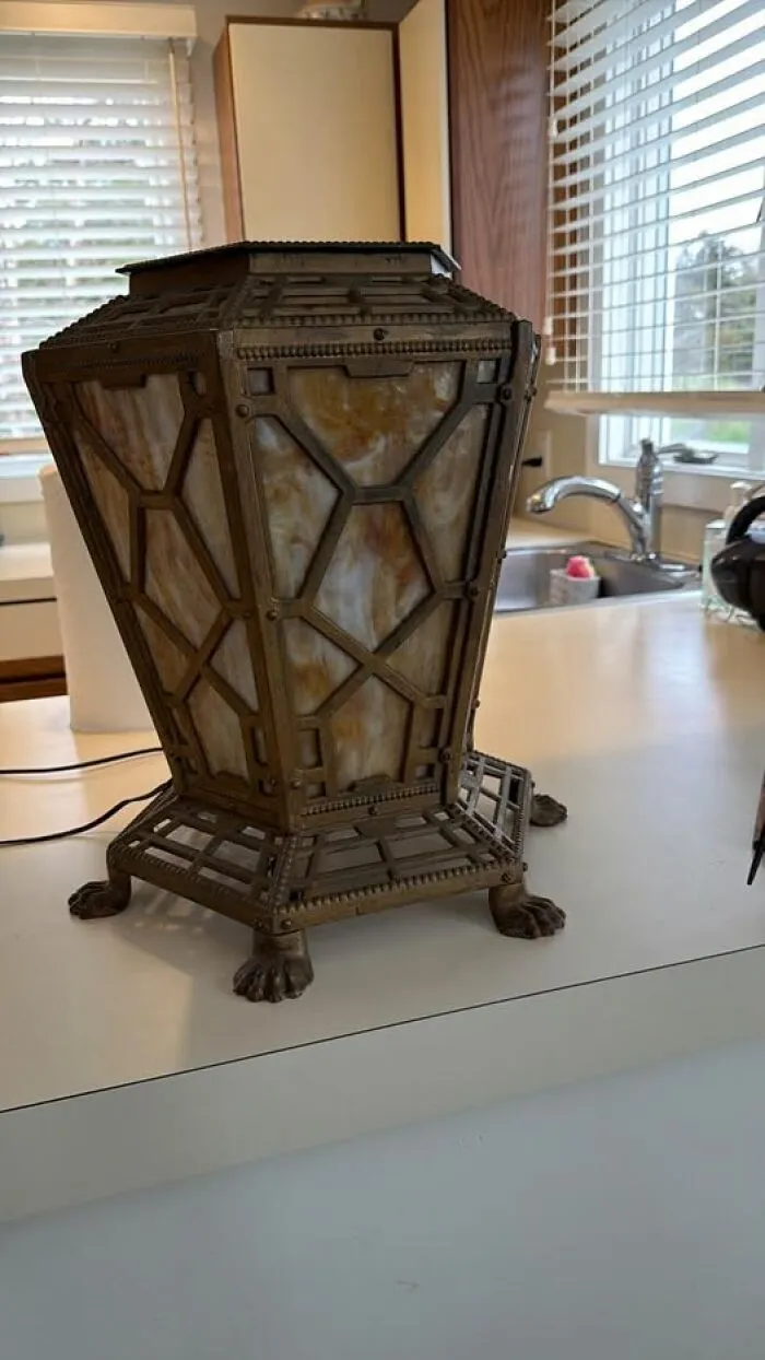 I Have Had This Beautiful Slag Glass And Brass Lamp Hidden In My Basement For Over 50 Years