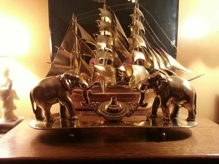 Indian Brass Elephant Oil Lamp. C.1890's