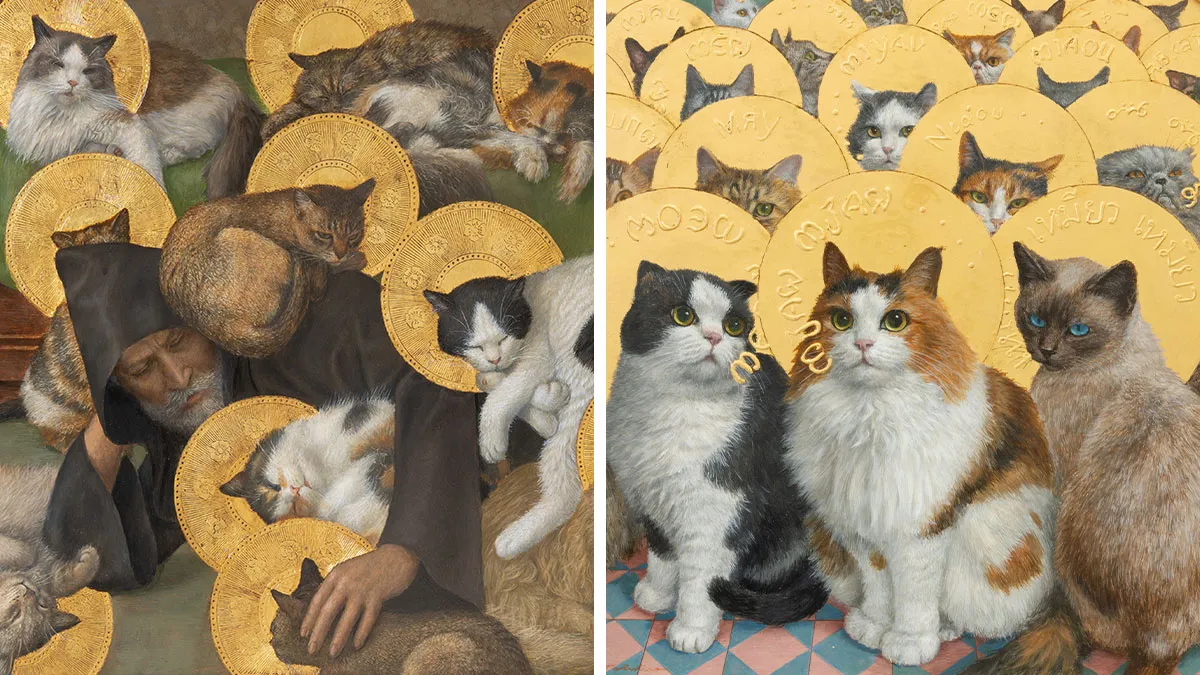 20 Cat Art Pieces By Tokuhiro Kawai That Blend Classical Art With Feline Fantasy And Humor