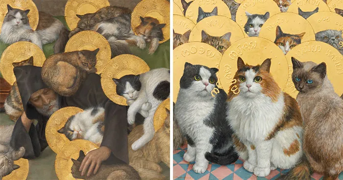 20 Cat Art Pieces By Tokuhiro Kawai That Blend Classical Art With Feline Fantasy And Humor