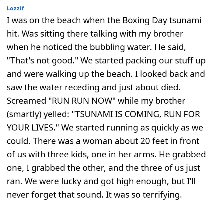My Brother Was Continuously Screaming "Tsunami", So I Think She Would Have Realised Pretty Quickly