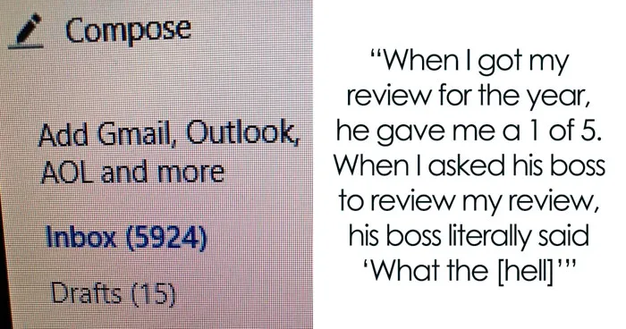 “10,000 Unread Emails”: Boss Gives Employee 1 Out Of 5 Score In A Yearly Review, Receives Petty Revenge